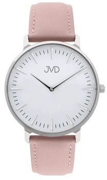 Zegarek damski JVD J-TS16 – biała tarcza, stalowa koperta 40 mm, skórzany pasek 20 mm, mechanizm Miyota, szkło mineralne, wodoszczelność 5 ATM. Subtelna elegancja na co dzień.1.jpg