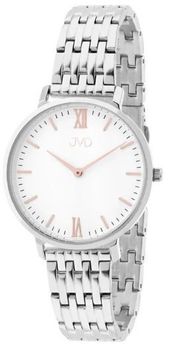 Damski zegarek JVD J‑TS30 z kopertą 36 mm w odcieniu różanego złota. Mechanizm Miyota, szkło hartowane, stalowa bransoleta, wodoszczelność 5 ATM. Stylowy i elegancki wybór na co dzień.2.jpg