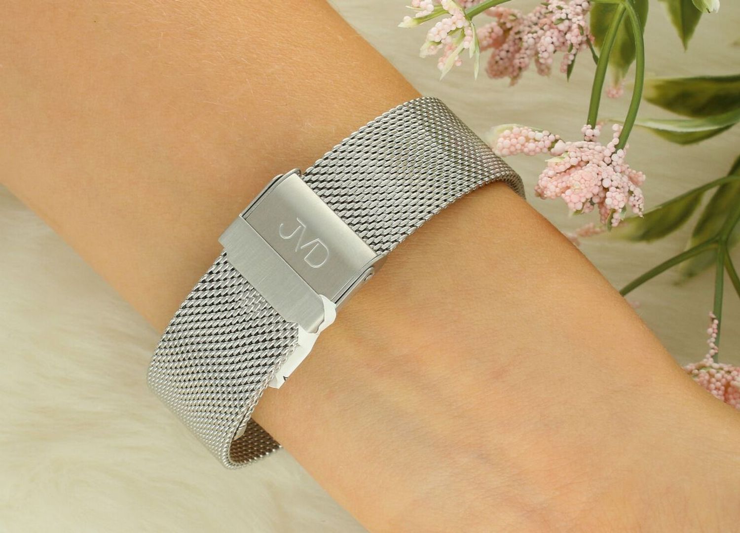 Zegarek damski JVD J-TS41 różowa tarcza stalowa mesh 40 mm (1).jpg