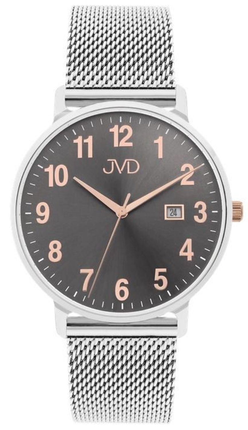Zegarek JVD J-TS47 grafitowa tarcza datownik mesh stalowy 40 mm (1).jpg