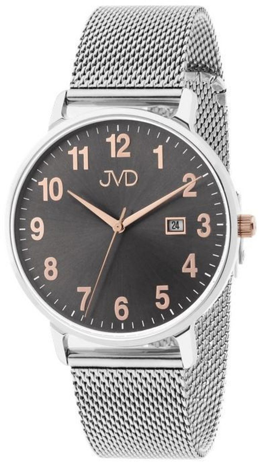 Zegarek JVD J-TS47 grafitowa tarcza datownik mesh stalowy 40 mm (1).jpg