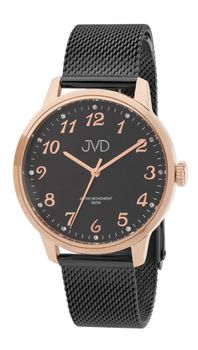 Zegarek damski JVD J1124.6 z czarną stalową kopertą IPBlack, szkłem mineralnym hartowanym i japońskim mechanizmem Miyota. Elegancki zegarek z mediolańskim paskiem, wodoszczelnością 6.jpg