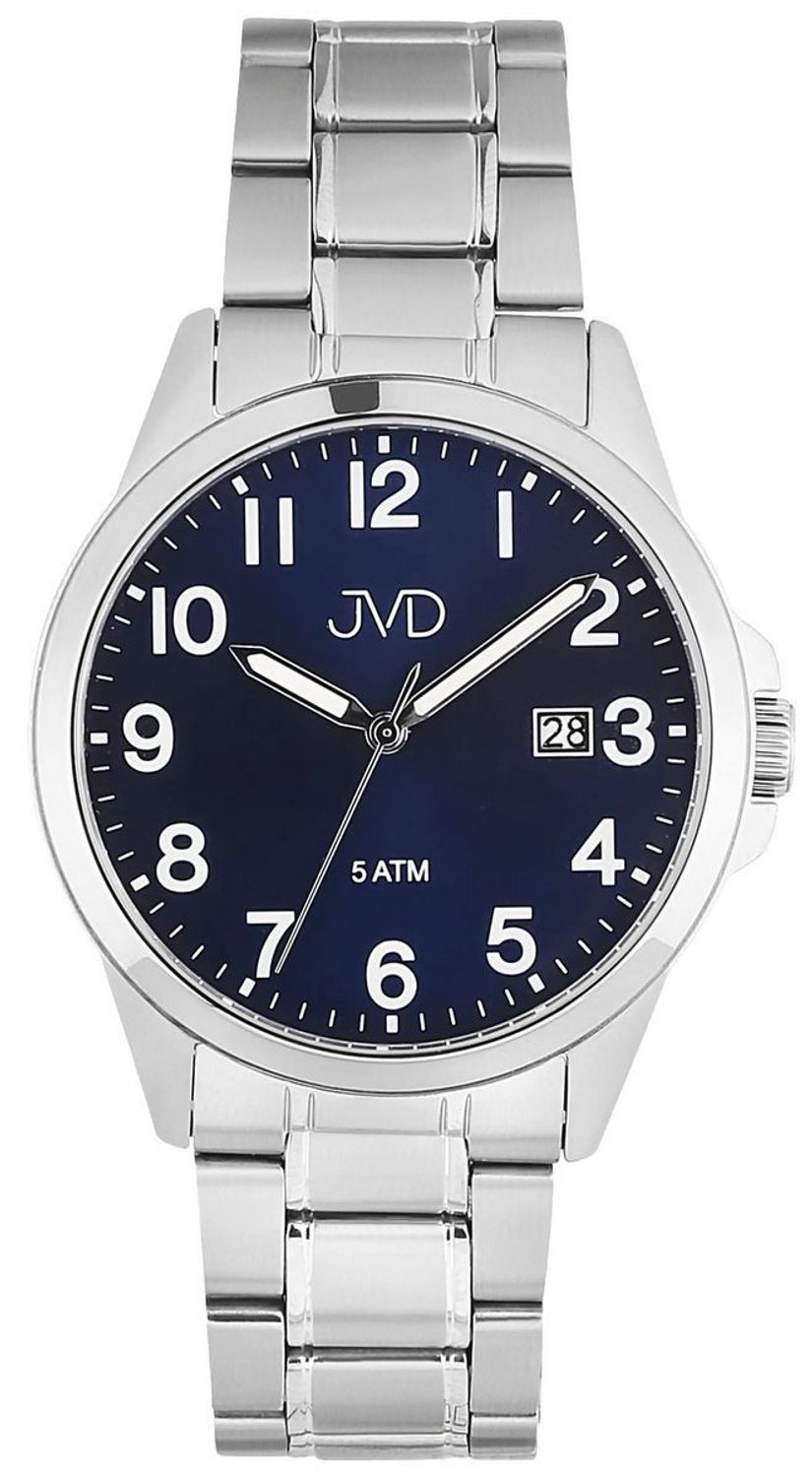 JVD J1131.3 – męski zegarek kwarcowy z japońskim mechanizmem Miyota, srebrną kopertą, metalowym paskiem, luminescencyjnymi wskazówkami i oknem datownika. Wodoszczelność 5 ATM.1.jpg