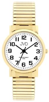 Damski zegarek JVD J4012.8 – elegancki złoty zegarek z białą tarczą, rozciągana bransoleta.jpg