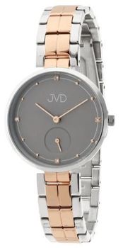 Zegarek damski JVD J4171.2 z szarą tarczą, różano-złotym wykończeniem IPRose, mechanizmem Miyota i szkłem mineralnym. Koperta 33 mm, stalowa bransoleta, elegancki styl.2.jpg