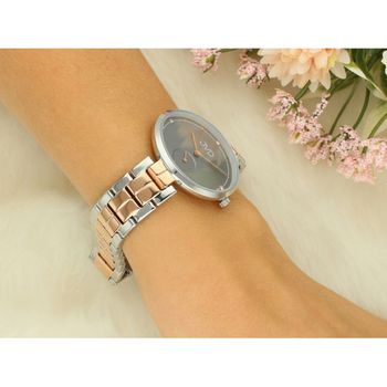 Zegarek damski JVD J4171.2 z szarą tarczą, różano-złotym wykończeniem IPRose, mechanizmem Miyota i szkłem mineralnym. Koperta 33 mm, stalowa bransoleta, elegancki styl.6.jpg