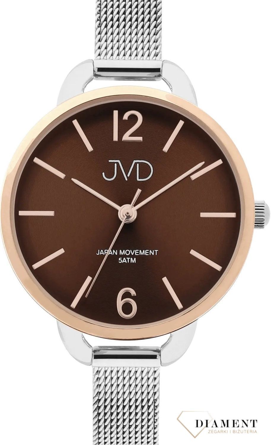 Zegarek damski na bransolecie JVD J4186.3 Zegarek damski na bransolecie JVD J4186.3, posiada mechanizm japoński Miyota, zasilany za pomocą baterii. Elegancka tarcza zegarka ze srebrnymi indeksami zapewnia przejrzysty i n.jpg