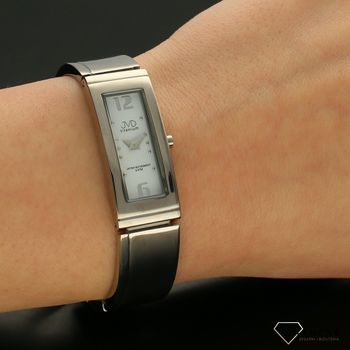 Zegarek damski JVD prostokąt srebrne indeksy J5020.3. Mechanizm japoński mieści się w stalowej, wytrzymałej kopercie.jpg
