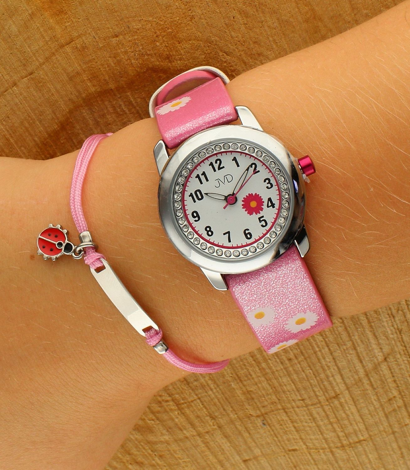 Zegarek dziecięcy dla dziewczynki JVD Brokatowe kwiatki różowy J7118.1. Zegarek dziecięcy. Pomysł na prezent dla dziewczynki. Zegarek dla dziecka. Zegarek z brokatowym paskiem..jpg