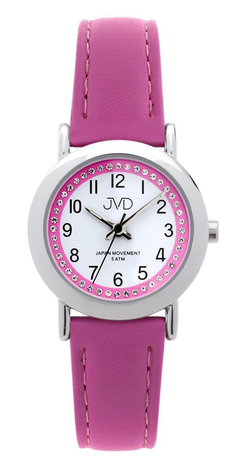 Zegarek dla dziewczynki w kolorze różowym. Zegarek z skórzanym paskiem w kolorze  różu. Darmowa wysyłka i grawer gratis!.jpg