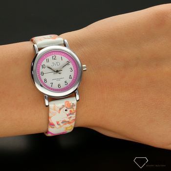 Zegarek dla dziecka na białym pasku JVD Jednorożce J7179.8 (5).jpg