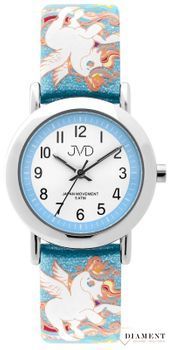 Zegarek dla dziewczynki niebieski z jednorożcami.jpg