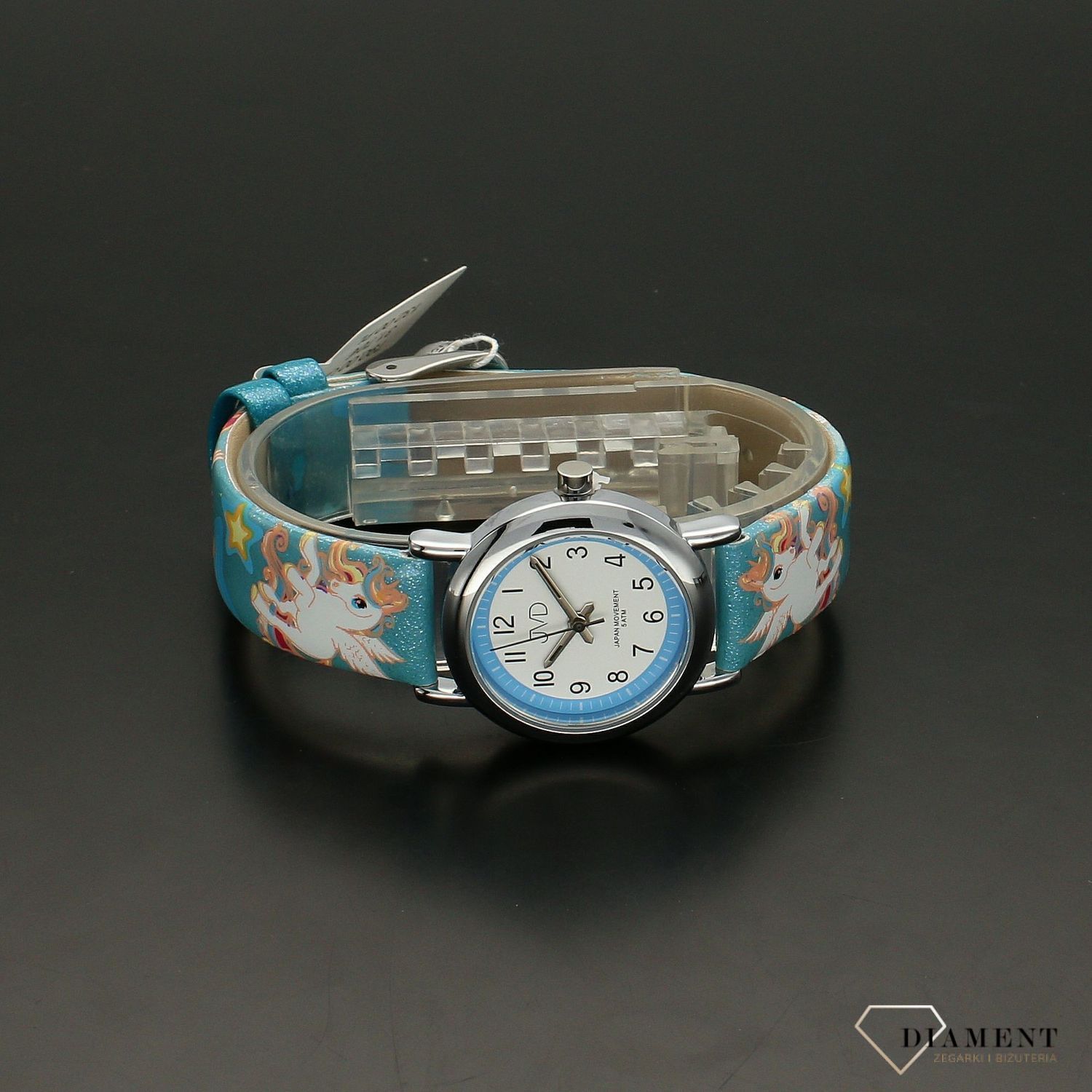 Zegarek dla dziewczynki niebieski z jednorożcami.jpg