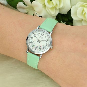Zegarek dziecięcy JVD KIDS J7184.24 – kwiatki, pastelowy zielony pasek + grawer gratis (2).jpg