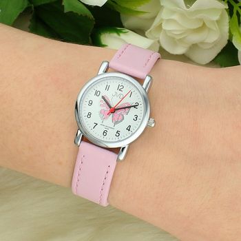 Zegarek dziecięcy JVD J7199.4 – Pudrowy różowy motyl, grawer gratis, pasek różowy (2).jpg