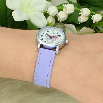 Zegarek dziecięcy JVD J7199.6 – Pudrowo fioletowy motyl, grawer gratis, pasek fioletowy (3).jpg