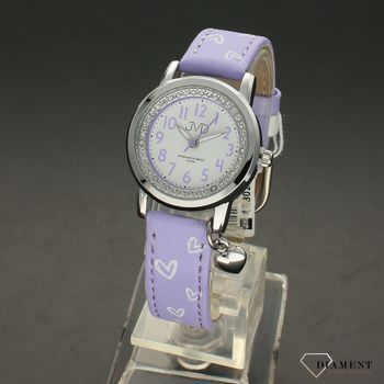 Zegarek dla dziecka JVD o symbolu J7201.3 na pasku w kolorze fioletowym z serduszkami, k (3).jpg