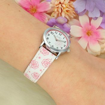 Zegarek Dziecięcy JVD J7205.1 Biały z Motywem Róży  Wodoodporny 5 ATM pink.jpg