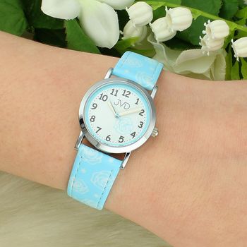 Zegarek dziecięcy JVD J7205.2 – pudrowo niebieski z motywem róży, grawer gratis (2).jpg