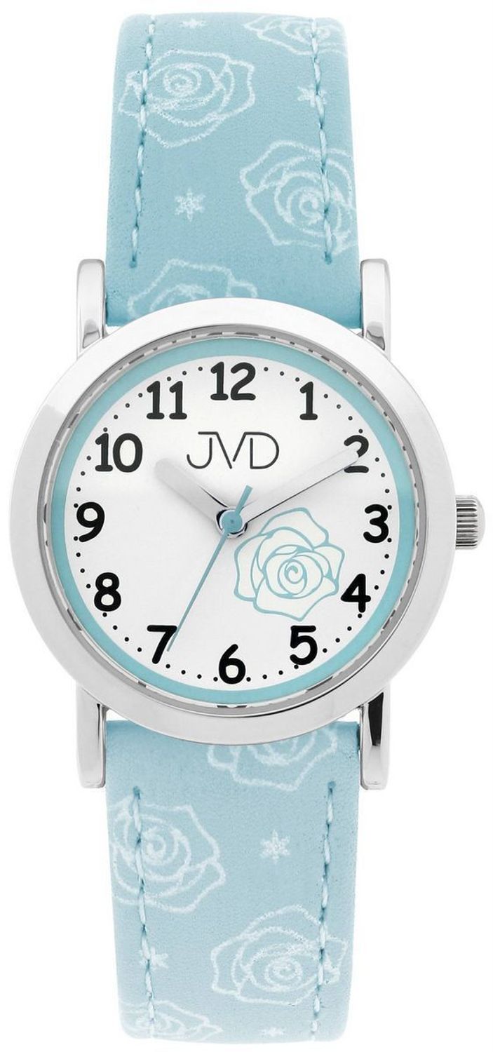 Zegarek dziecięcy JVD J7205.2 – pudrowo niebieski z motywem róży, grawer gratis, zegarek.jpg