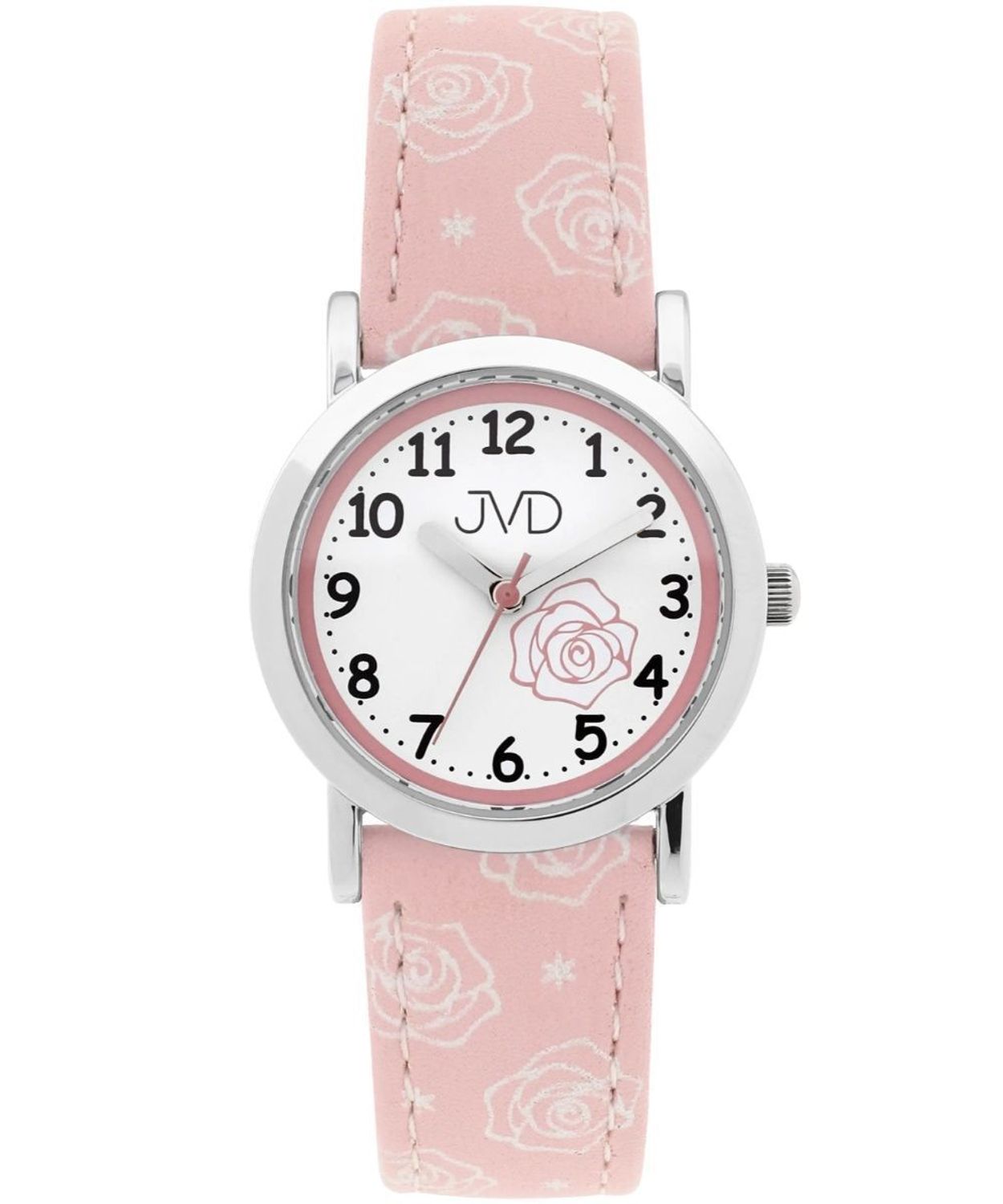 Zegarek dziecięcy JVD J7205.3 – różowy z motywem róż, grawer gratis PINK dziewczęcy.jpg