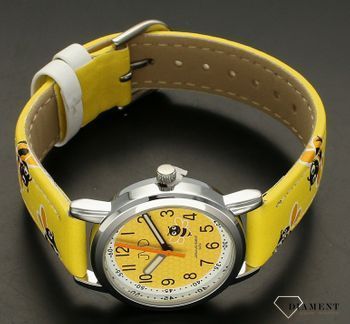 Zegarek dla dziewczynki JVD dziecięcy Wesołe pszczółki J7206.1 żółty. Zegarek dla dziewczynki JVD J7206.1 wyposażony jest w kwarcowy mechanizm, zasilany za pomocą baterii. Czytelny zegarek dla dziecka. Zegarek w pszczółki. Z (4).jpg