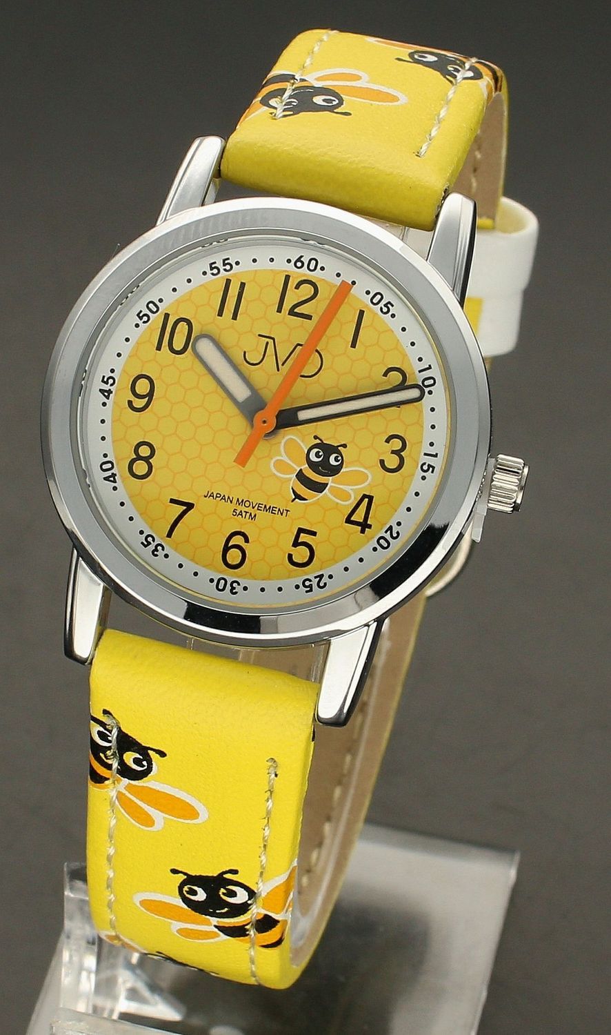 Zegarek dla dziewczynki JVD dziecięcy Wesołe pszczółki J7206.1 żółty.jpg