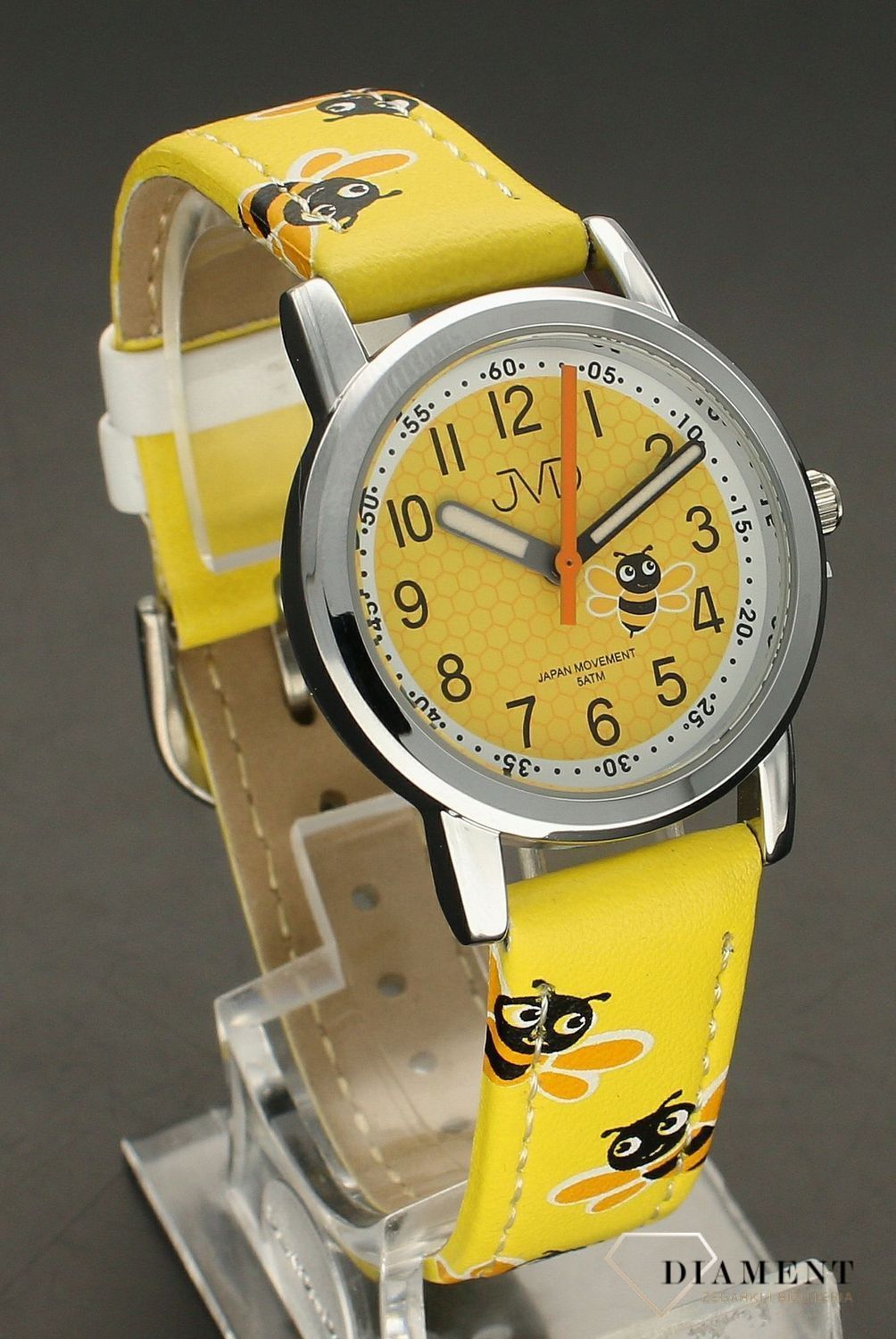 Zegarek dla dziewczynki JVD dziecięcy Wesołe pszczółki J7206.1 żółty.jpg
