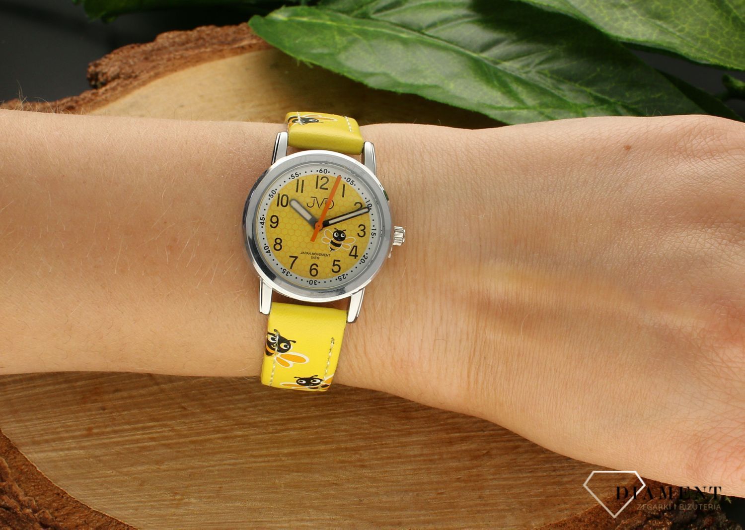 Zegarek dla dziewczynki JVD dziecięcy Wesołe pszczółki J7206.1 żółty.jpg