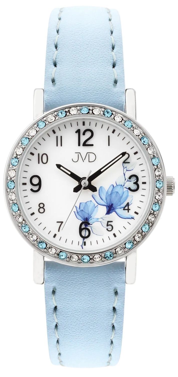 Zegarek dla dziewczynki. Różowy zegarek JVD dla dziewczynki. Zegarek dziecięcy z cyrkoniami. Zegarek dla dziewczynki na prezent..jpg