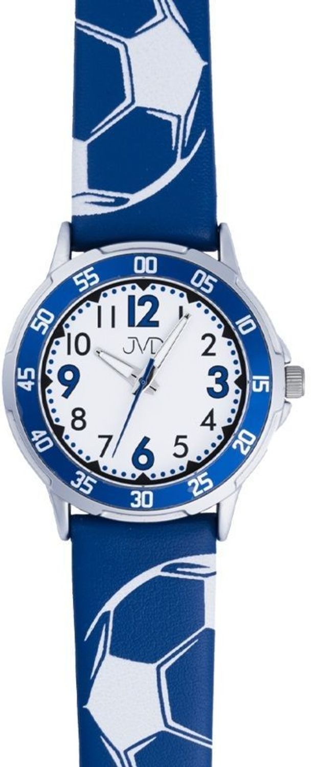Zegarek dziecięcy JVD J7220.1 niebieski, piłki. Zegarek dla dziecka JVD kids Piłka J7220.1 wyposażony jest w kwarcowy mechanizm, zasilany za pomocą baterii. Posiada bardzo wysoką dokładność mierzenia czasu +- 10 sek.jpg