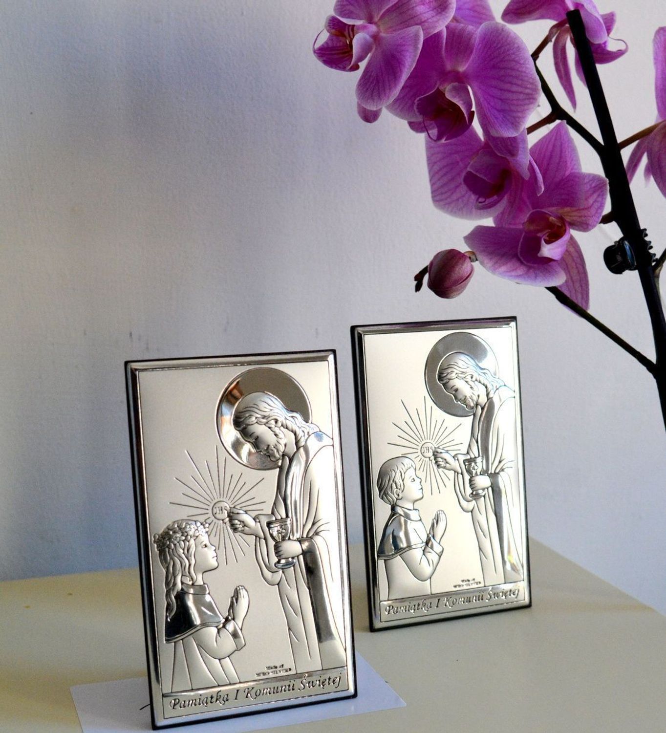 Obrazek srebrny I Komunia Święta chłopiec z Jezusem JAP7603L.jpg