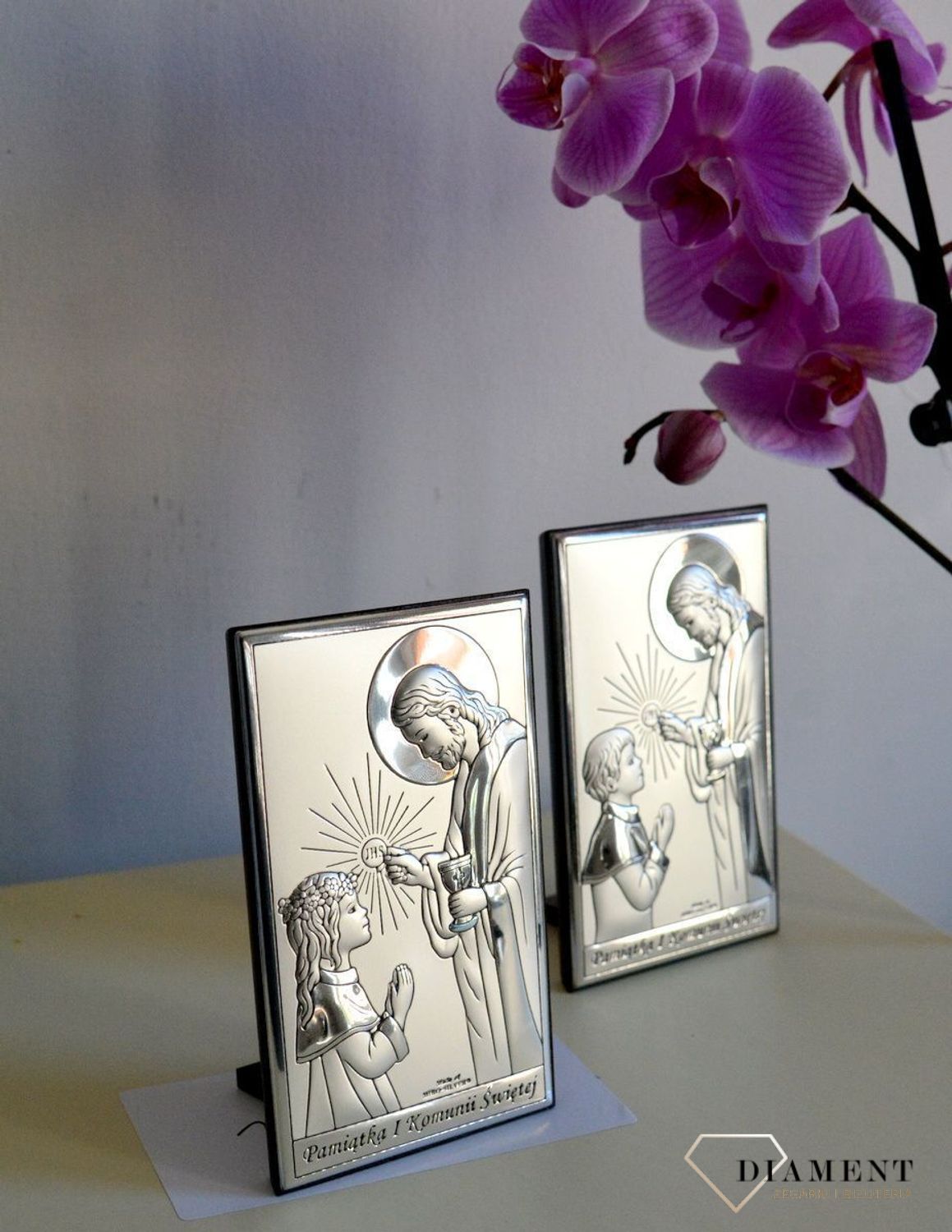 Obrazek srebrny I Komunia Święta chłopiec z Jezusem JAP7603L.jpg