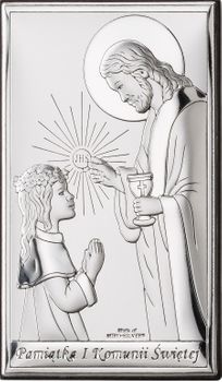 Obrazek srebrny I Komunia Święta dziewczynka z Jezusem JAP7613L.jpg