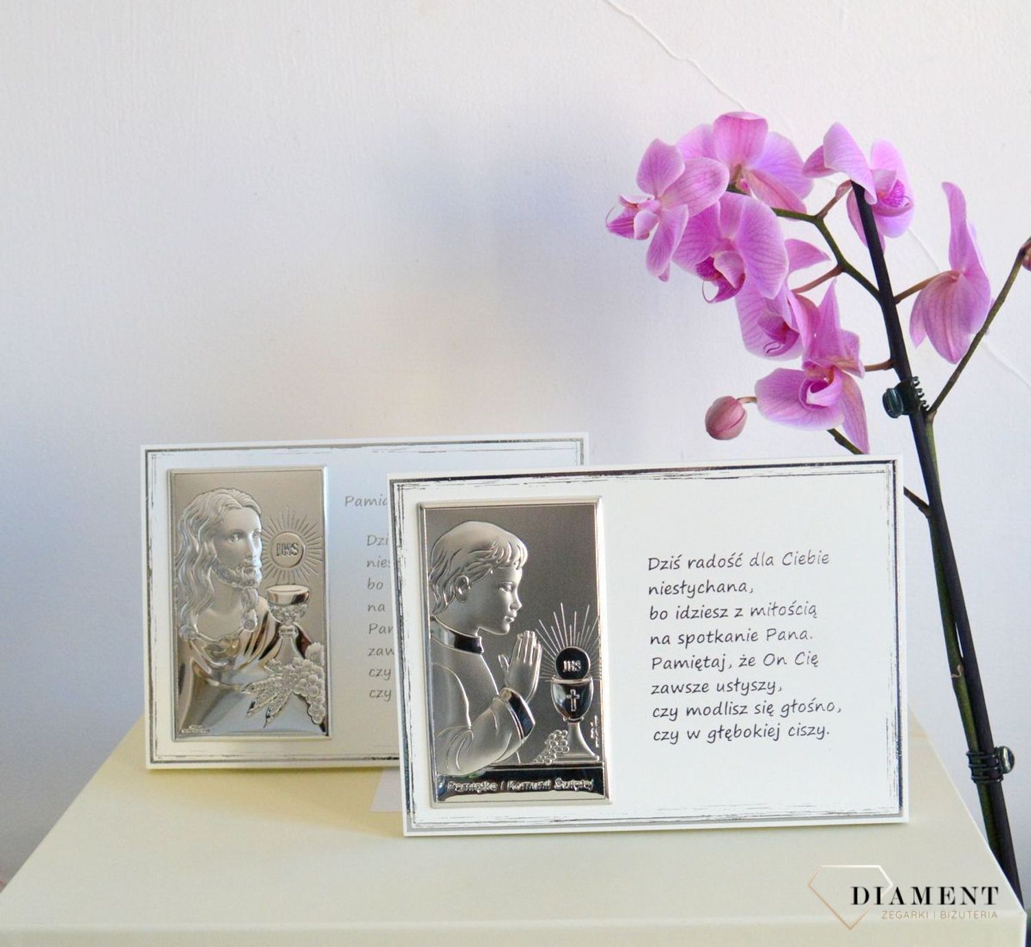 Obrazek srebrny z modlitwą I Komunia Święta Chłopca JAP7734L.jpg