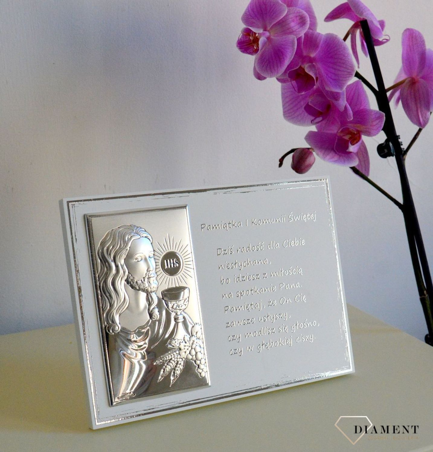 Obrazek srebrny z modlitwą I Komunia Święta JAP7754L.jpg