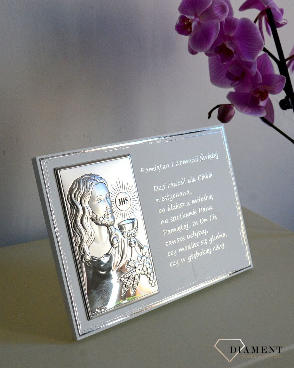 Obrazek srebrny z modlitwą I Komunia Święta JAP7754L.jpg