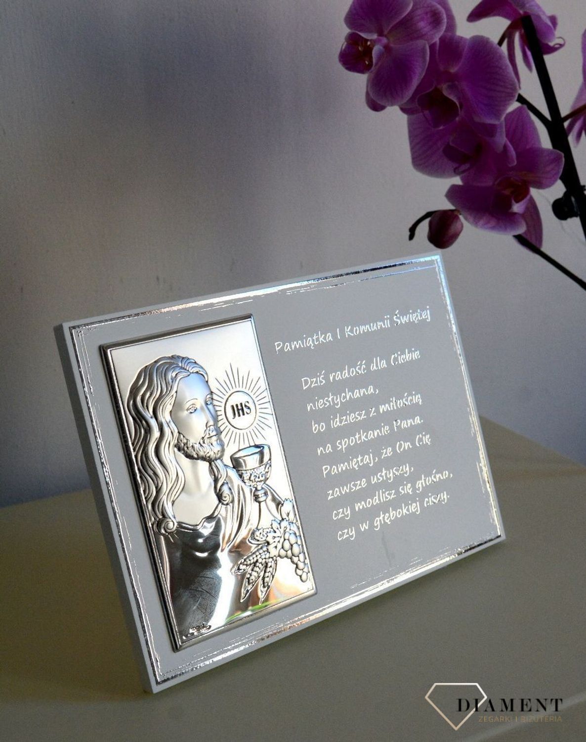 Obrazek srebrny z modlitwą I Komunia Święta JAP7754L.jpg