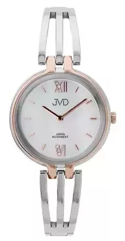 Elegancki zegarek damski JVD JC679.3 z różano-złotą kopertą, stalową bransoletą, mechanizmem Citizen Miyota, szkłem mineralnym i wodoszczelnością 5 ATM. Klasyka w nowoczesnym wydaniu.1.webp