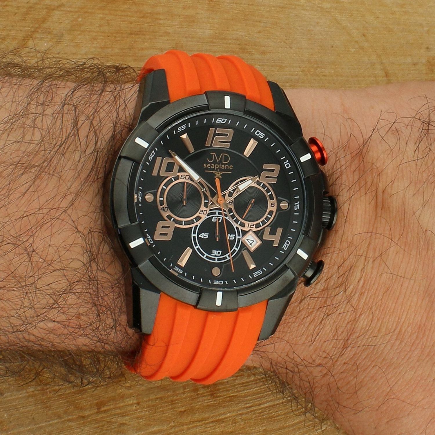 JVD JE1007.1 Seaplane zegarek sportowy pomarańczowy 10 ATM – zegarek męski sportowy IP Black Seiko Epson (2).jpg