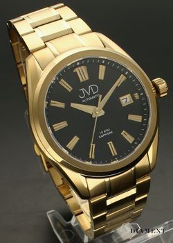 Zegarek męski JVD automatyczny na złotej bransolecie JE1011.3. Męski zegarek na bransolecie. Zegarek męski automatyczny. Zegarek męski z szafirowym szkłem. Zegarek męski automatyczny w złotym kolorze. Idealny zegarek męski na  (1).jpg