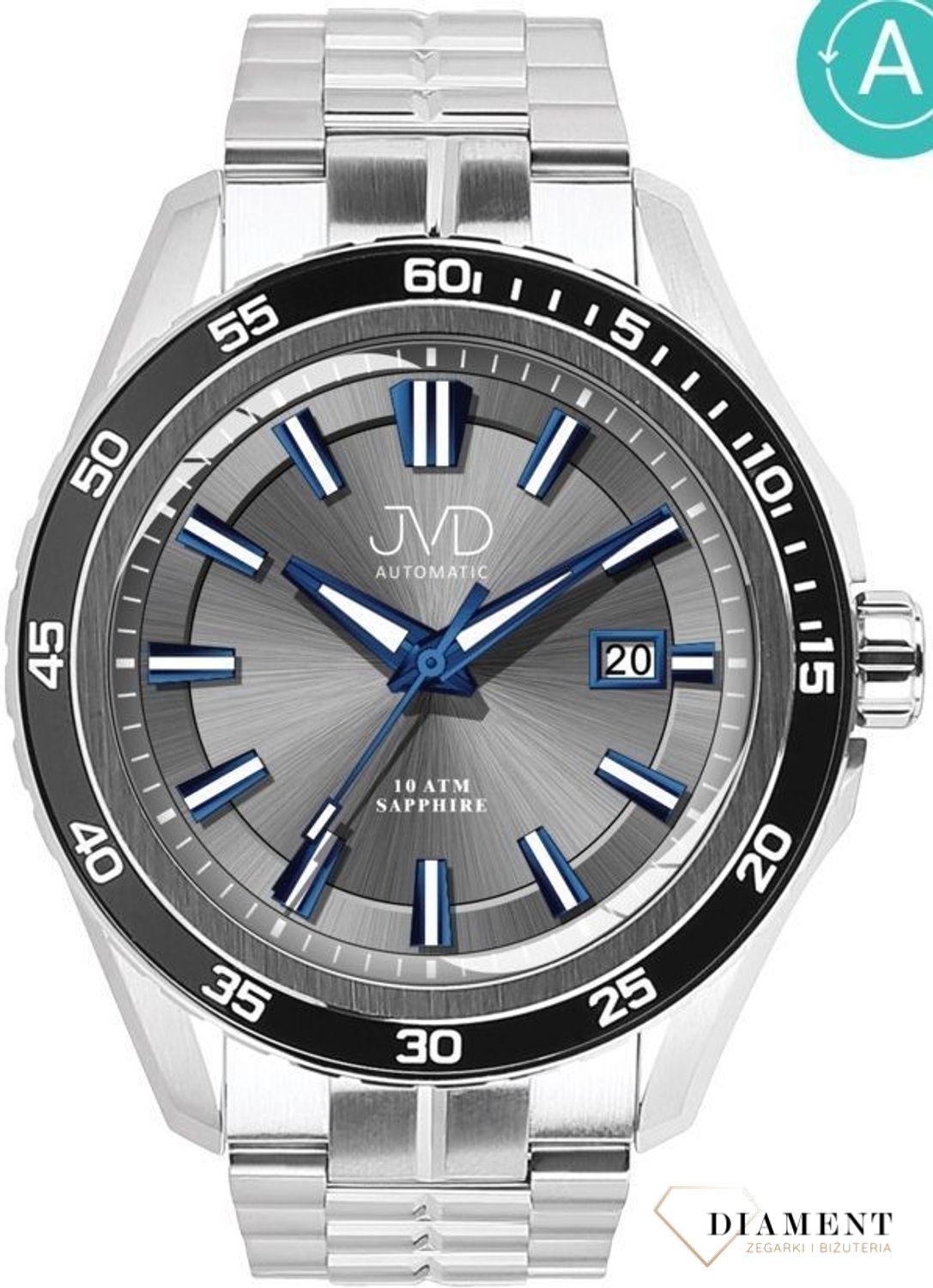 Zegarek męski JVD JE1013.2 na bransolecie atuomatic. Zegarek męski na bransolecie JE1013.2, posiada mechanizm mechaniczny wyposażony dodatkowo w urządzenie nazywane automatycznym naciągiem. Głównym elementem tego urządz.jpg