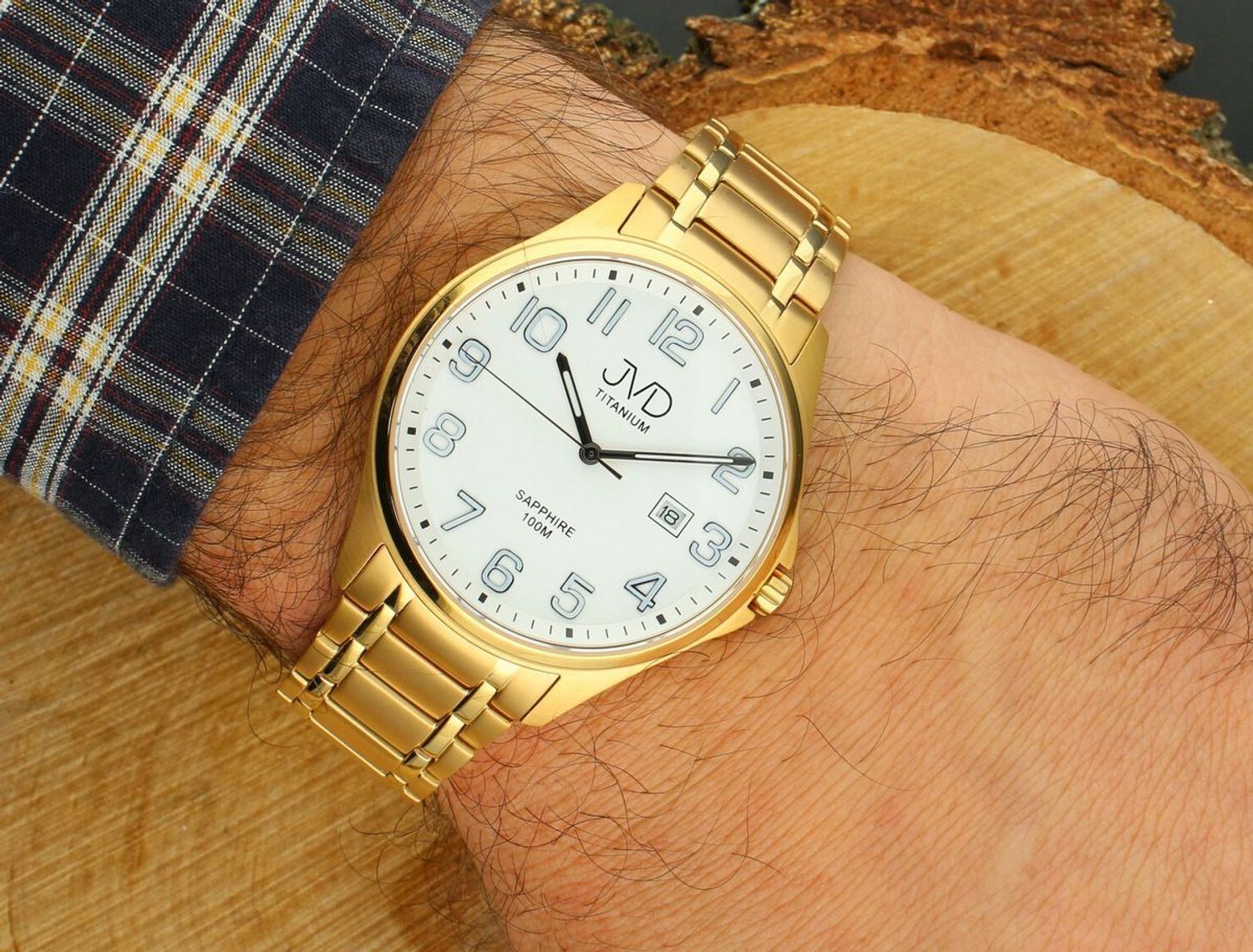 Elegancki zegarek męski 42 mm z mechanizmem Citizen – Miyota, kopertą tytanową w złotej powłoce IPGold, luminescencyjną tarczą i wodoszczelnością 10 ATM. 1.jpg