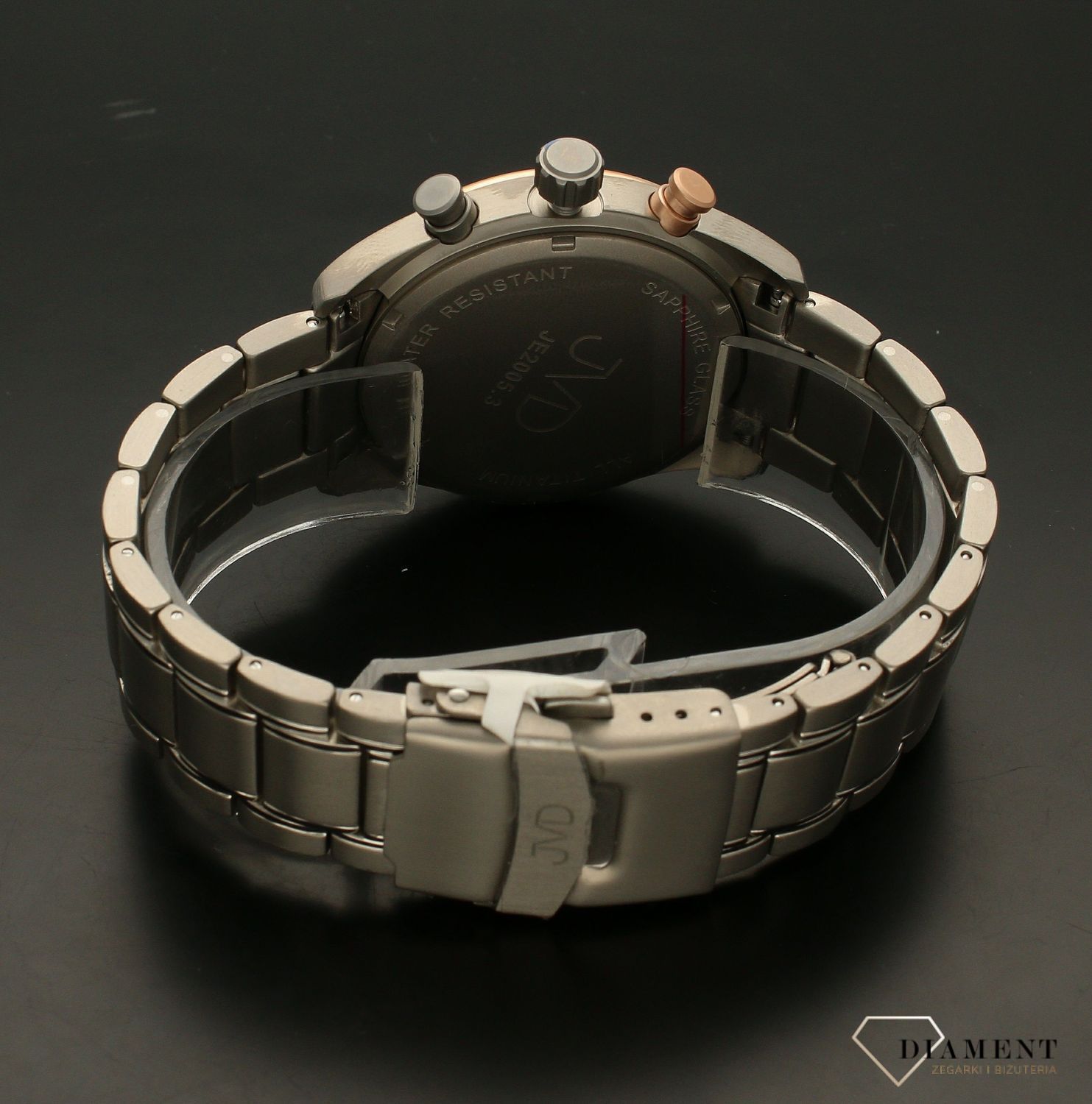 Zegarek męski JVD tytanowy na bransolecie Chronograf brąz JE2005.3.  Zegarek męski srebrny. Zegarek tytanowy. Zegarek męski na bransolecie. Zegarek z datownikiem. Zegarek męski klasyczny. Zegarek ze stoperem. Zegarek idealny (5).jpg