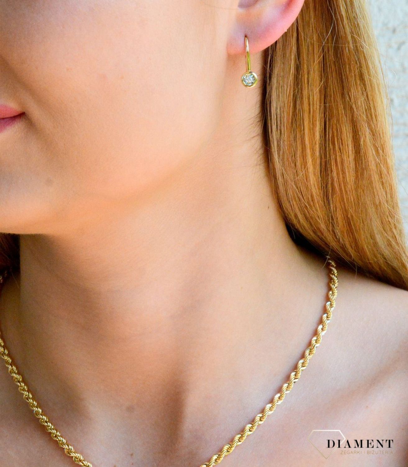 Złote kolczyki damskie 585 Kolczyki o zapięciu angielskim z Diamentami 0,10 ct  JE4485Y-Z (2).jpg