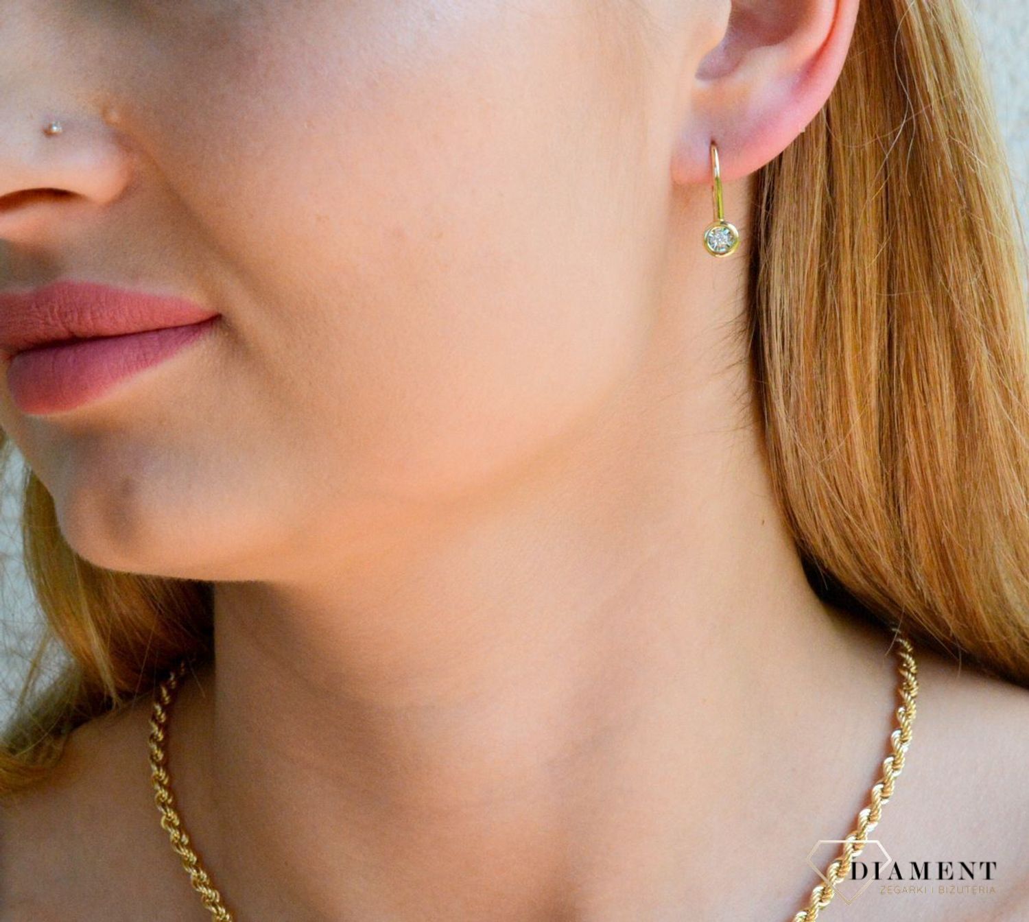 Złote kolczyki damskie 585 Kolczyki o zapięciu angielskim z Diamentami 0,10 ct  JE4485Y-Z (2).jpg