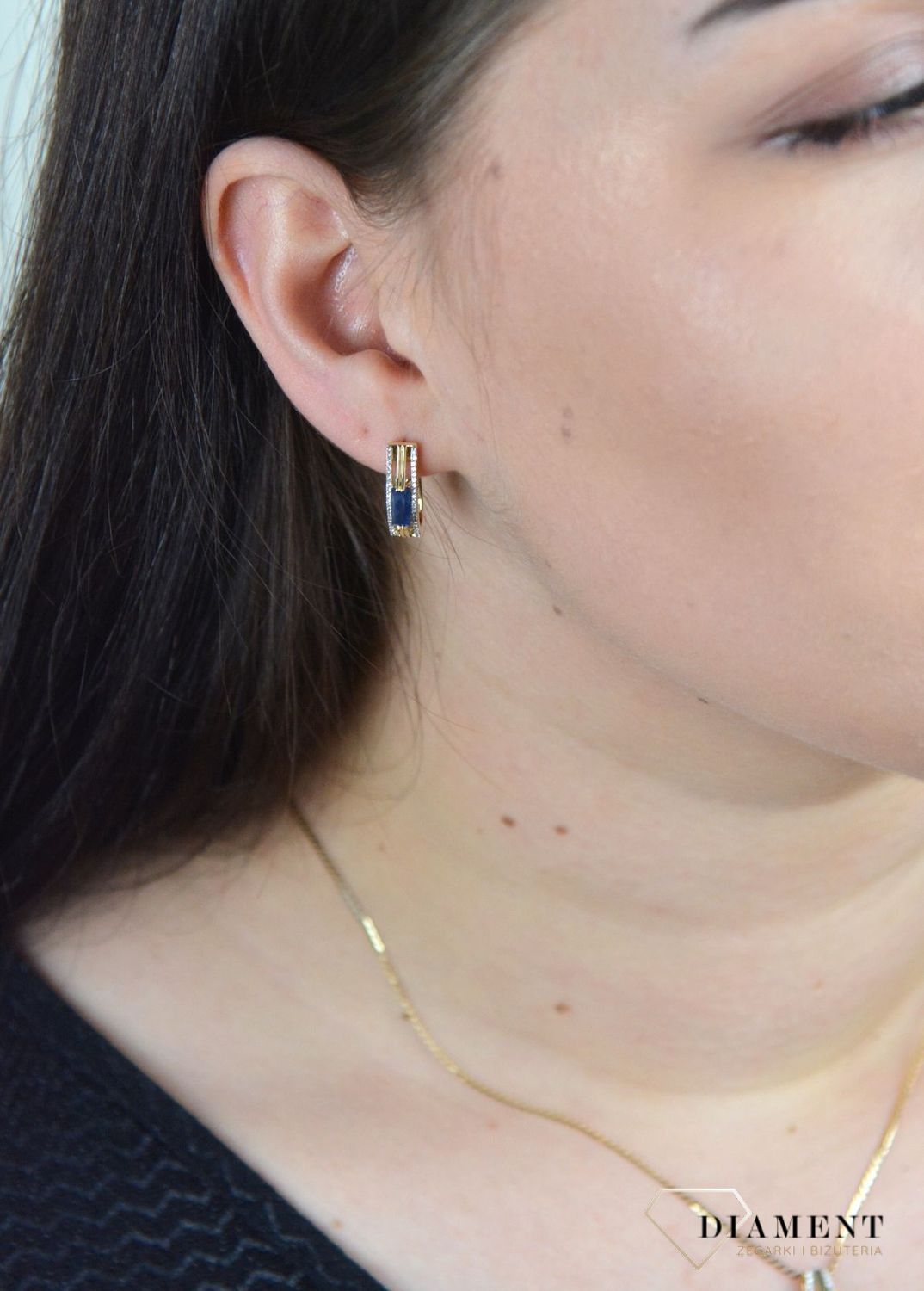 Złote kolczyki Szafir z Diamentami JE5212SAPY.jpg