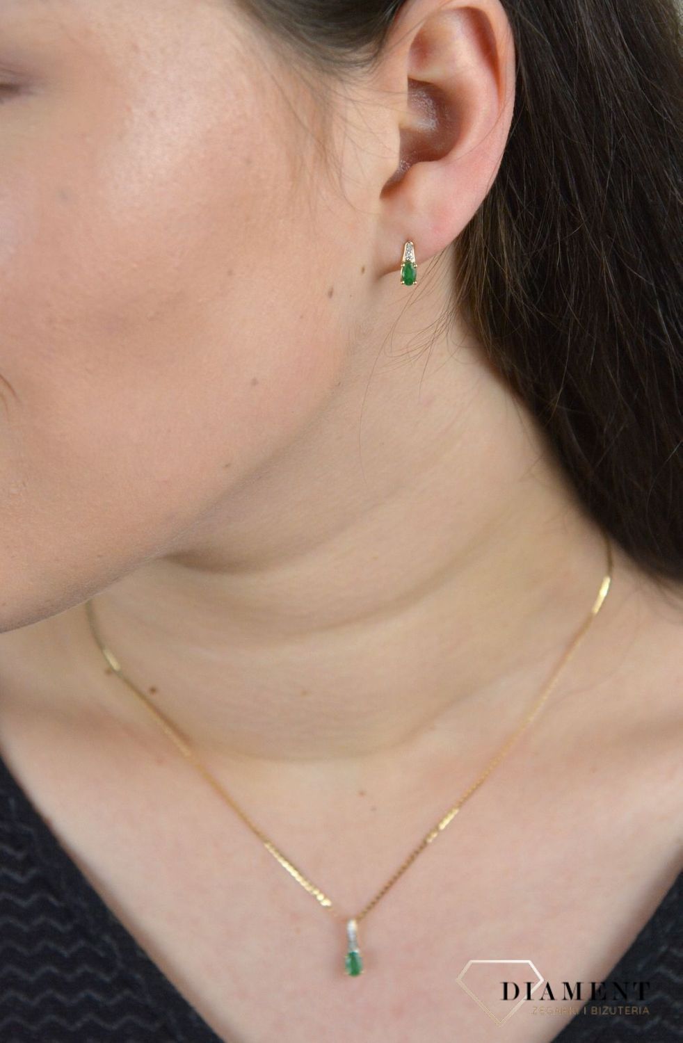 Złote kolczyki Szmaragd i Diamenty JE5239EMY.jpg
