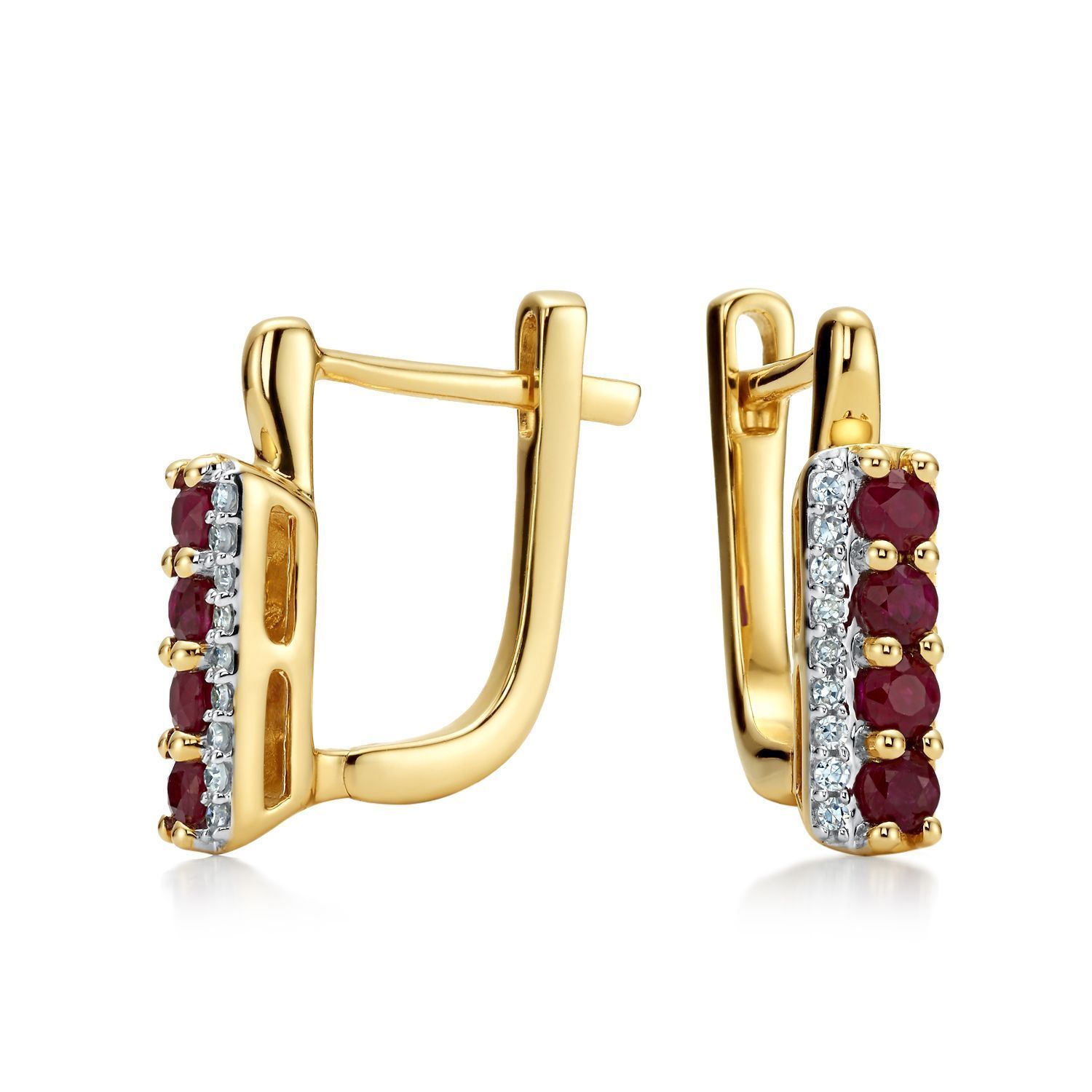 Złote kolczyki  Kolumna Rubinów z Diamentami  585 DIAMENT JE5317RBY.jpg