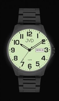JVD JE611.1 – męski zegarek kwarcowy z japońskim mechanizmem Miyota, srebrną kopertą, stalową bransoletą, świetlistymi wskazówkami i oknem datownika. Wodoszczelność 5 ATM.2.jpg